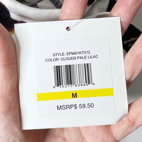 Ellen Tracy Women's Cold Shoulder Top M Geometric Print Short Sleeve Blouse NWT - Picture 8 of 11